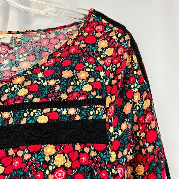 Lauren Conrad Womens Long Sleeve Floral Elastic Tie Waist Dress Above Knee M - Picture 4 of 9